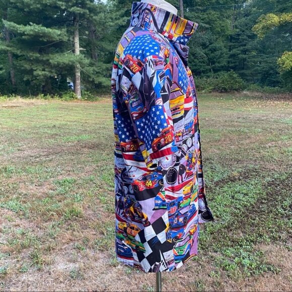 MAX BOXXER SHIRT HAWAIIAN CASUAL BUTTON DOWN RACE CARS AMERICANA SIZE L - Picture 6 of 10